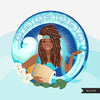 Zodiac Aquarius Clipart, download digital Png, gráficos de sublimação para Cricut e Cameo, tranças laterais pretas, cabelo, mulher, designs de signos de horóscopo