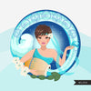 Zodiac Aquarius Clipart, Png digital download, Sublimation Graphics for Cricut & Cameo, Caucasian Pixie Hair Woman Horoscope sign designs