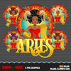 Zodiac Aries Clipart, Png digital download, Sublimation Graphics for Cricut & Cameo, Black Afro Woman Horoscope sign designs