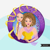 Zodiac Gemini Clipart, Png digital download, Sublimation Graphics for Cricut & Cameo, Caucasian curly hair Woman Horoscope sign designs