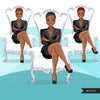 Fashion Graphics, Black Business Woman  white throne, Sublimation designs for Cricut & Cameo, commercial use PNG clipart