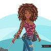 Fashion Graphics, travel vacation suitcase, Black woman curly hair, Sublimation design for Cricut & Cameo, commercial use PNG clipart
