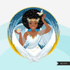 Zodíaco Virgem Clipart, download digital Png, gráficos de sublimação para Cricut e Cameo, designs de signos do horóscopo da mulher negra afro