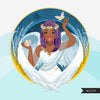 Zodiac Virgo Clipart, Descarga digital Png, Gráficos de sublimación para Cricut &amp; Cameo, Diseños de signos del horóscopo de mujer de pelo largo negro