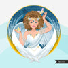 Zodiac Virgo Clipart, Png digital download, Sublimation Graphics for Cricut & Cameo, Caucasian curly hair Woman Horoscope sign designs