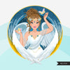 Zodiac Virgo Clipart, download digital Png, gráficos de sublimação para Cricut e Cameo, cabelo bagunçado caucasiano com designs de signos de horóscopo feminino
