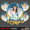 Zodiac Virgo Clipart, download digital Png, gráficos de sublimação para Cricut e Cameo, cabelos longos caucasianos, designs de signos de horóscopo de mulher