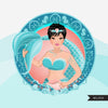 Zodiac Pisces Clipart, Png digital download, Sublimation Graphics for Cricut & Cameo, Caucasian pixie hair Woman Horoscope sign designs