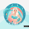 Zodiac Pisces Clipart, Png digital download, Sublimation Graphics for Cricut & Cameo, Caucasian long hair Woman Horoscope sign designs
