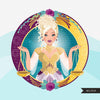 Zodiac Libra Clipart, Png digital download, Sublimation Graphics for Cricut & Cameo, Caucasian Woman messy bun Horoscope sign designs