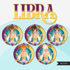 Zodiac Libra Clipart, Png digital download, Sublimation Graphics for Cricut & Cameo, Caucasian Woman messy bun Horoscope sign designs