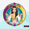Zodiac Libra Clipart, Png digital download, Sublimation Graphics for Cricut & Cameo, Caucasian Woman long hair Horoscope sign designs