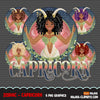 Zodiac Capricorn Clipart, Png digital download, Sublimation Graphics for Cricut & Cameo, Black curly hair Woman Horoscope sign designs