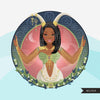 Zodiac Capricornio Clipart, Descarga digital Png, Gráficos de sublimación para Cricut &amp; Cameo, Diseños de signos del horóscopo de pelo largo de mujer negra