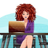 Fashion Graphics, Caucasian Business Woman with laptop, curly hair, Sublimation designs for Cricut & Cameo, commercial use PNG clipart