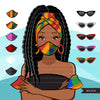 Ankara Fashion Graphics, African dress, black woman with braids dreads Sublimation designs for Cricut & Cameo, commercial use PNG clipart