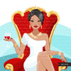 Fashion Graphics, Caucasian Woman short hair red throne, Sublimation designs for Cricut & Cameo, commercial use PNG clipart