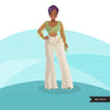 Fashion Graphics, Black Woman Green Cocktail dress, pixie hair, Sublimation designs for Cricut & Cameo, commercial use PNG clipart
