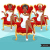 Fashion Graphics, Black Woman pixie hair red throne, Sublimation designs for Cricut & Cameo, commercial use PNG clipart