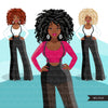 Fashion Graphics, Black Woman jumpsuit, curly hair, Sublimation designs for Cricut & Cameo, commercial use PNG clipart