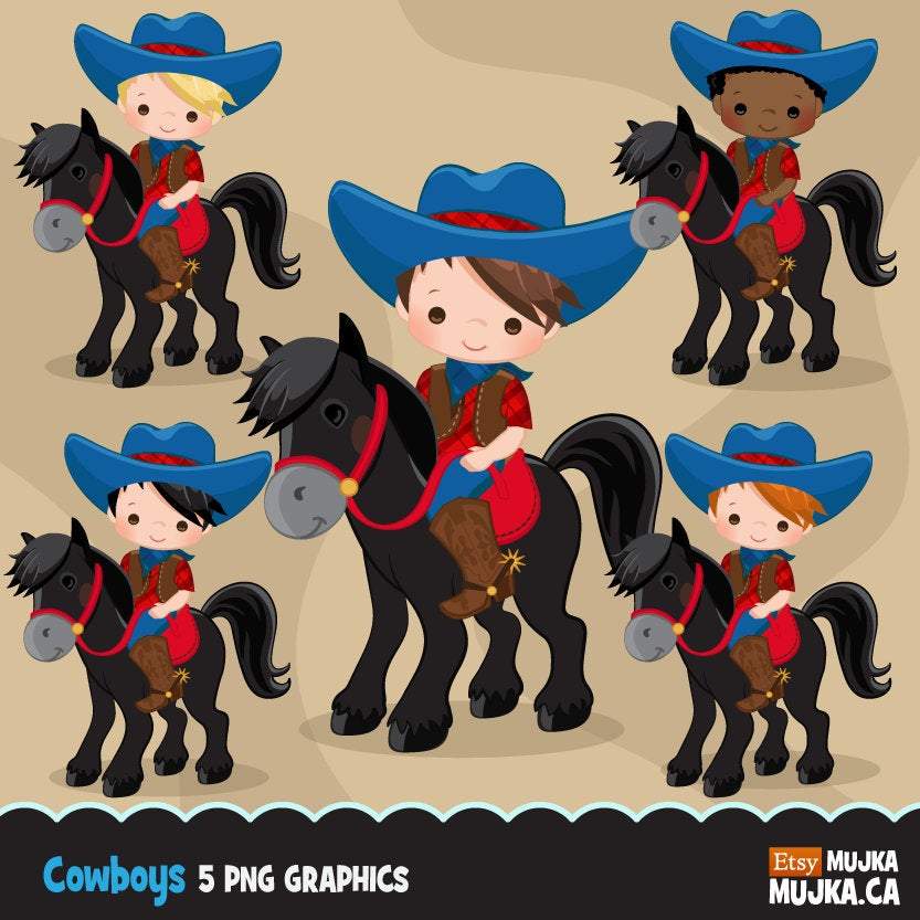 Cowboys and Cowgirls Clipart Bundle, wild west country western designs, sublimation graphics commercial use PNG clip art