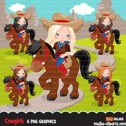 Cowboys and Cowgirls Clipart Bundle, wild west country western designs, sublimation graphics commercial use PNG clip art