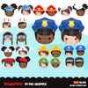 Occupations Clipart, profession graphics, firefighter, nurse, cop, chef, pilot, mailman sublimation graphics, black girls PNG clip art
