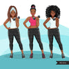 Fitness Graphics, Black Woman, afro woman workout, personal trainer, Sublimation designs for Cricut & Cameo, commercial use PNG clipart