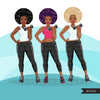 Fitness Graphics, Black Afro Woman, workout, personal trainer, Sublimation designs for Cricut & Cameo, commercial use PNG clipart