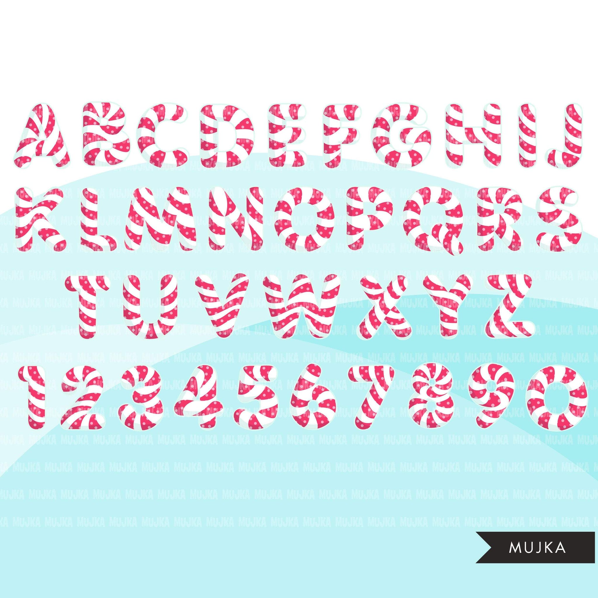 Polka dot Alphabet clipart, Lollipop shaped letters and numbers, birthday party clip art, cute letters Png graphics