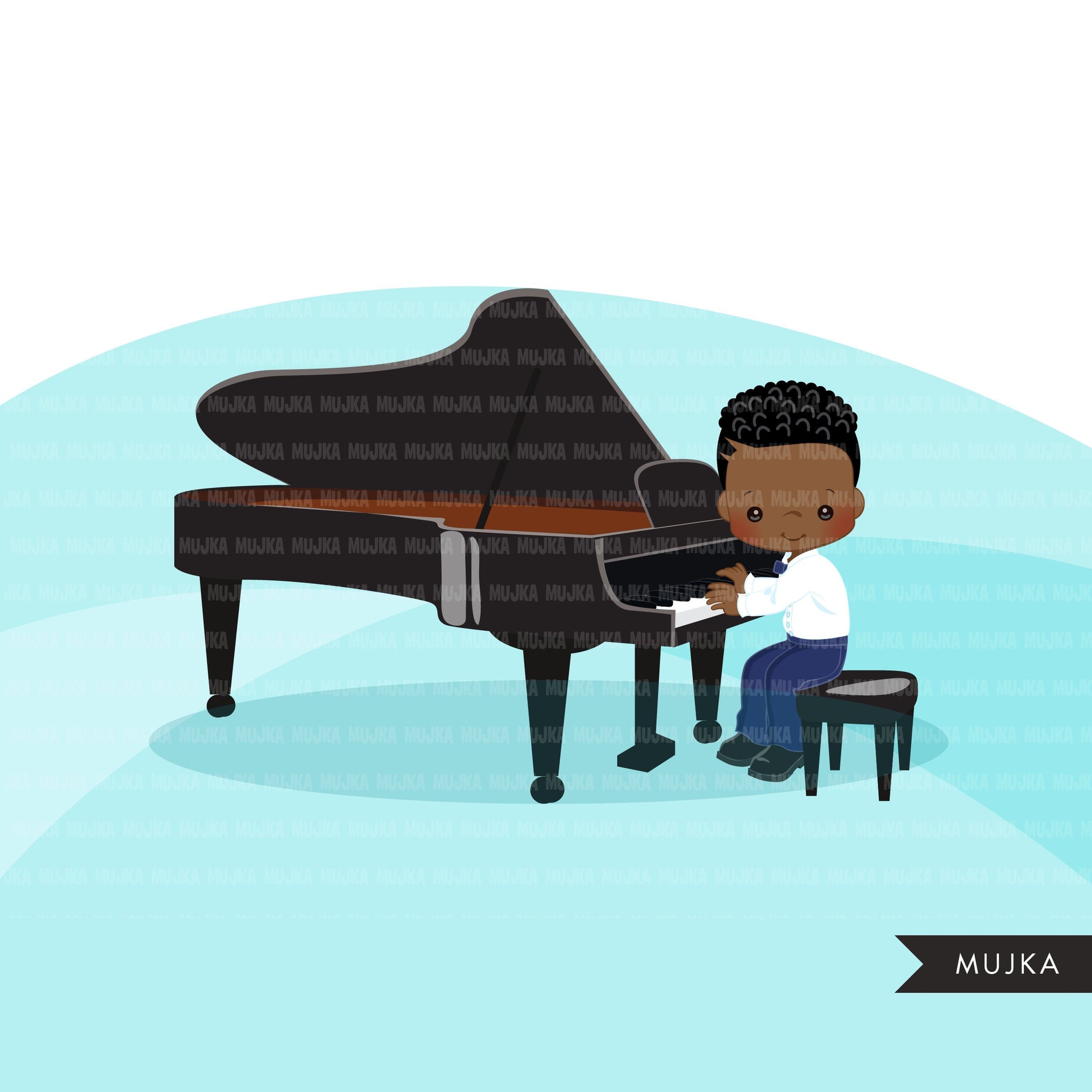 black kid playing piano