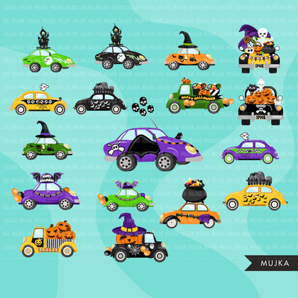 Drive by Halloween Party parade clipart, quarantine party, drive through party truck, car graphics, PNG clip art