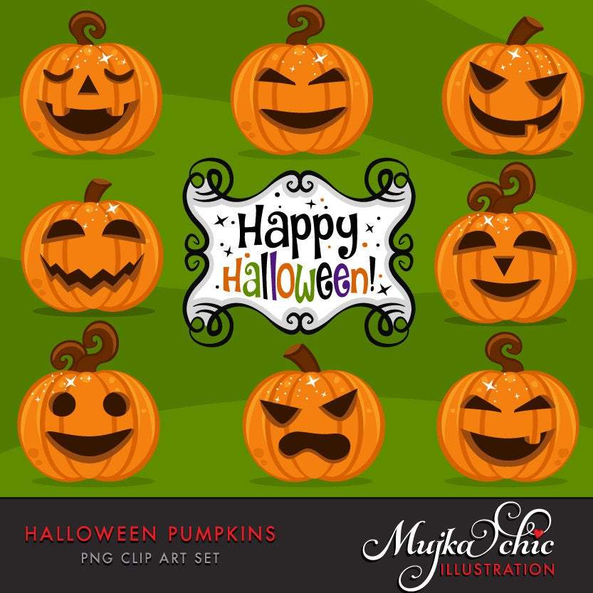 Halloween Clipart Bundle, Pumpkins, witches, Halloween baby, Halloween party boys & girls clip art commercial use PNG graphics