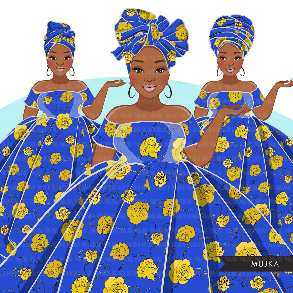 Ankara Fashion Graphics, royal blue and gold African dress, curvy blac ...