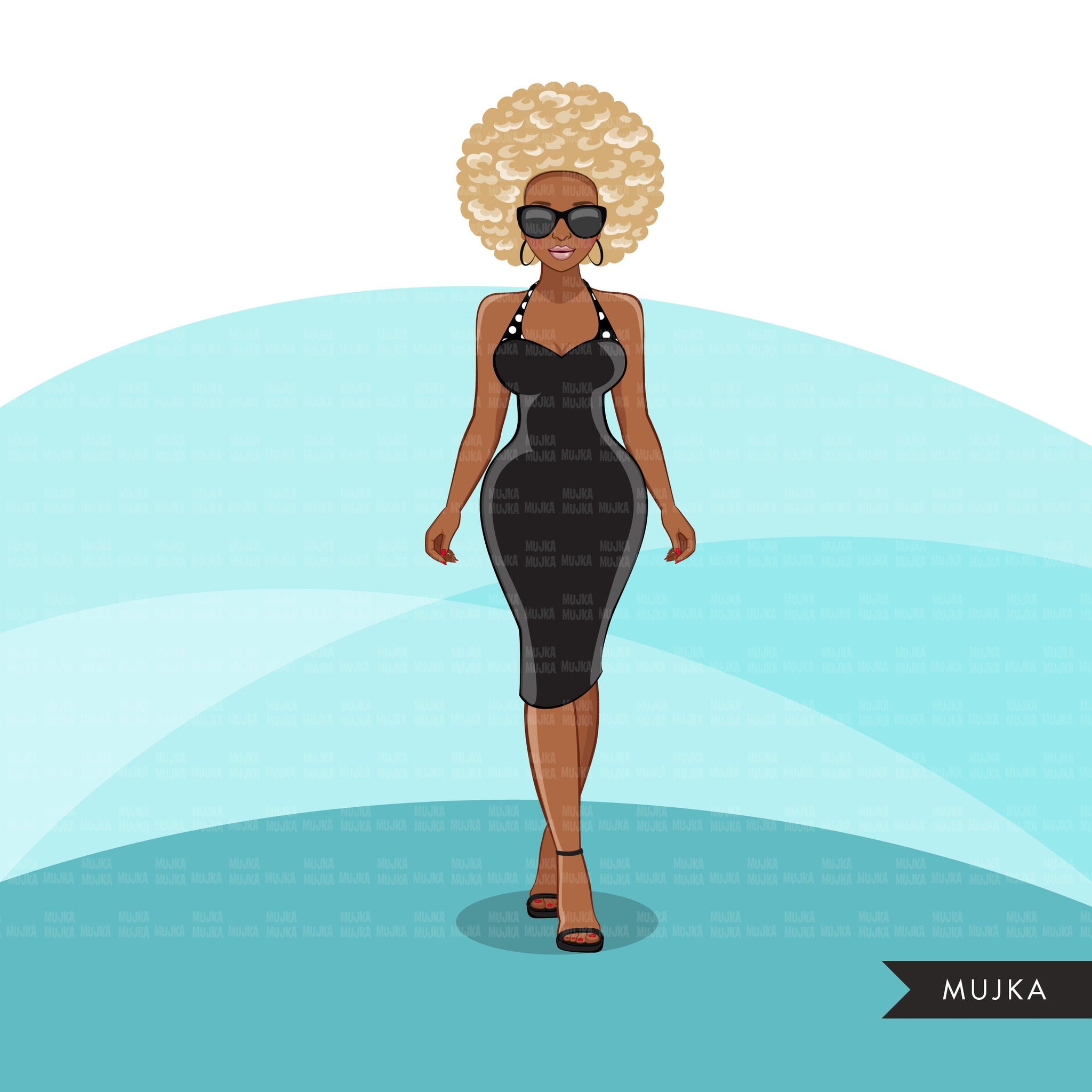 Fashion Graphics, Black Woman shopping, afro woman, Sublimation designs for Cricut & Cameo, commercial use PNG clipart