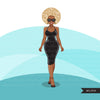 Gráficos de moda, compras de mulheres negras, mulher afro, designs de sublimação para Cricut e Cameo, uso comercial PNG clipart