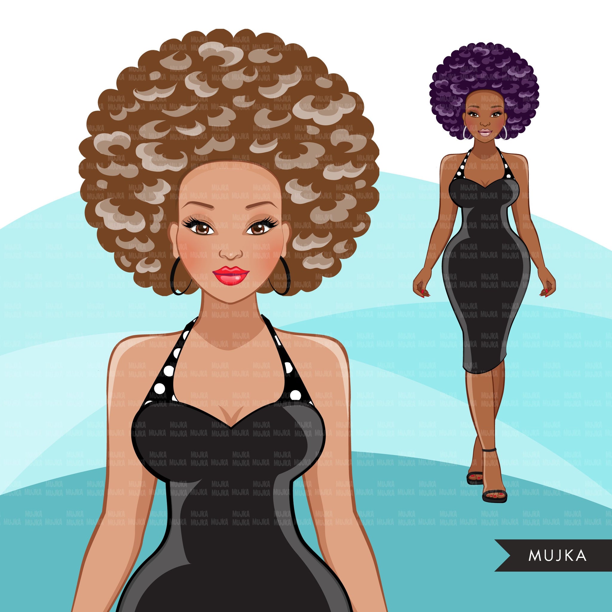 Fashion Graphics, Black Woman shopping, afro woman, Sublimation designs for Cricut & Cameo, commercial use PNG clipart