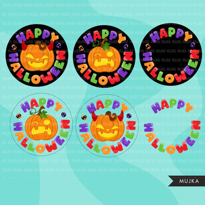 Halloween pumpkins clipart, Party parade clipart, jack o lantern Halloween graphics, PNG clip art