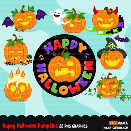 Halloween pumpkins clipart, Party parade clipart, jack o lantern Halloween graphics, PNG clip art