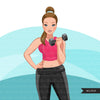 Fitness Graphics, Caucasian Woman,gym workout, personal trainer, Sublimation designs for Cricut & Cameo, commercial use PNG clipart