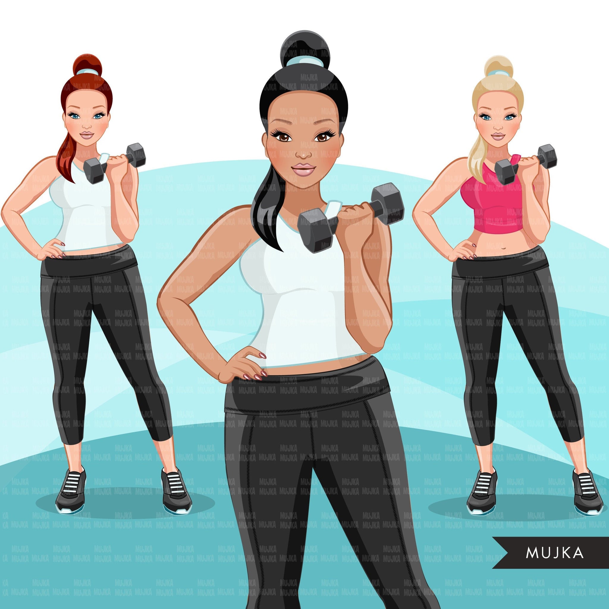 Fitness Woman Png. Exercise Clip Art Bundle. Barbell Exercises -  Canada