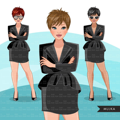 Fashion Graphics, Caucasian Business Woman pixie hair, Sublimation designs for Cricut & Cameo, commercial use PNG clipart