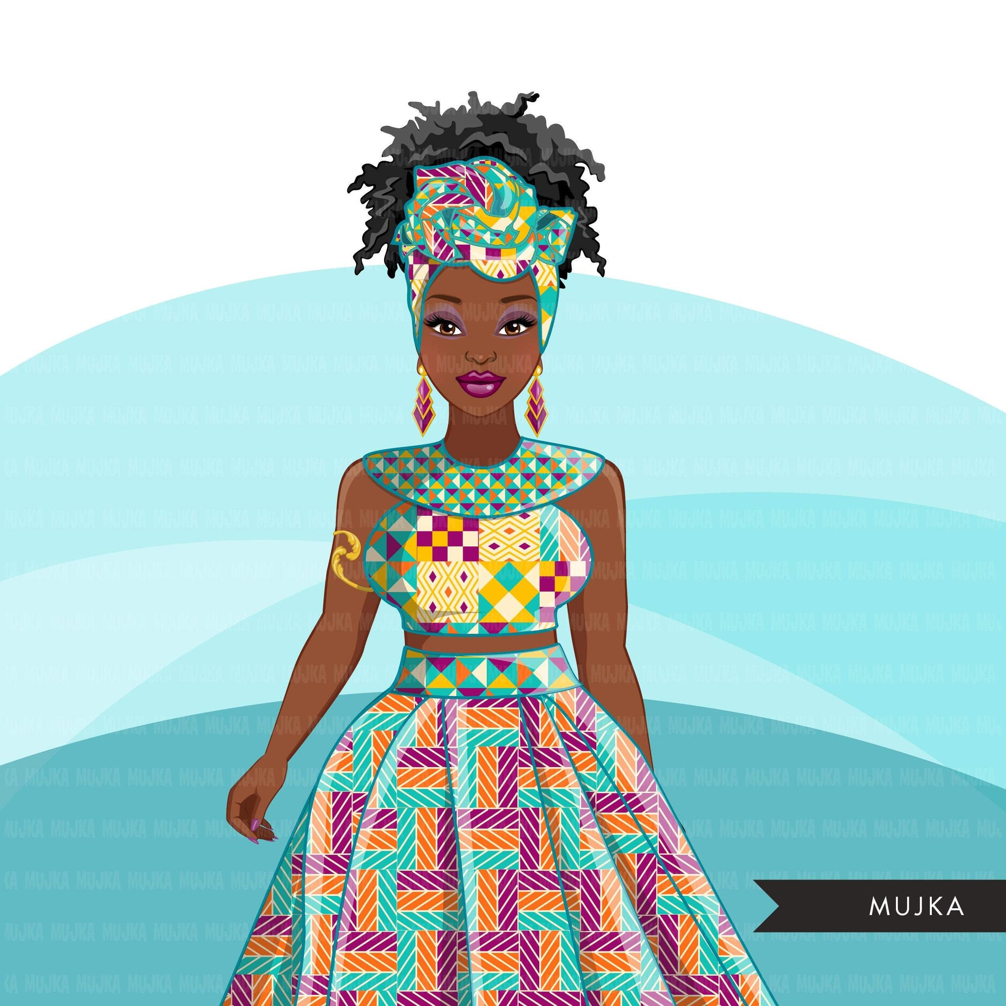 Ankara Fashion Graphics, Kente African dress, curvy black woman Sublim –  MUJKA CLIPARTS