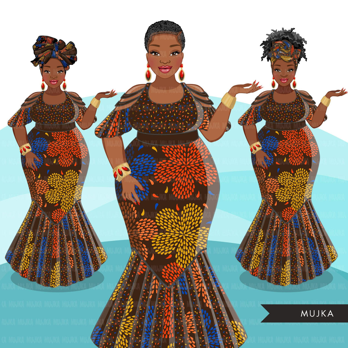 Ankara Fashion Graphics, brown floral African dress, curvy black woman ...