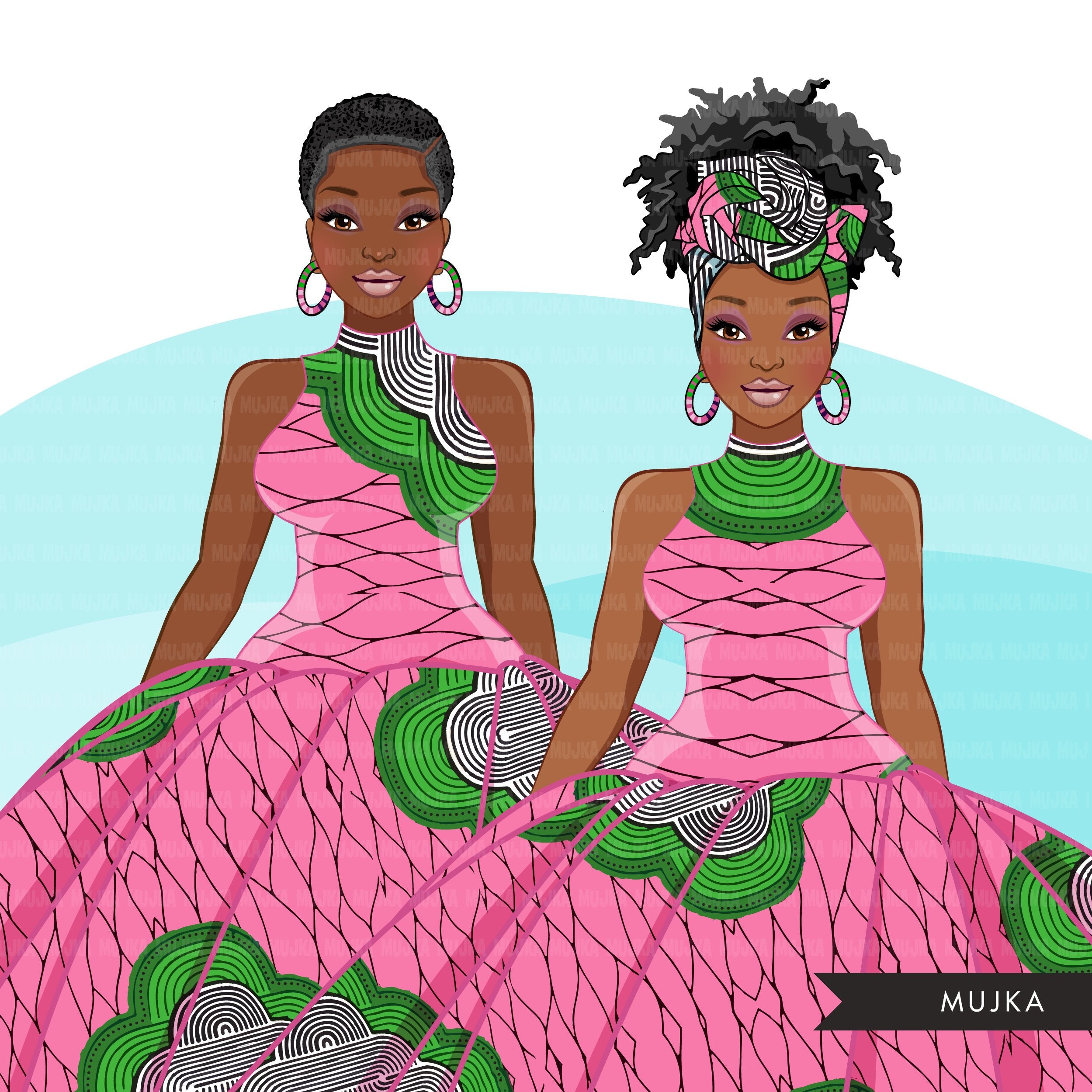 Pink and shop green african attire