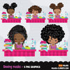 Face mask sewing clipart, black girl seamstress, tailor graphics, sewing, crafting  sublimation graphics, PNG clip art