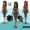 Fashion Graphics, Black Woman shopping, braids, Sublimation designs for Cricut & Cameo, commercial use PNG clipart
