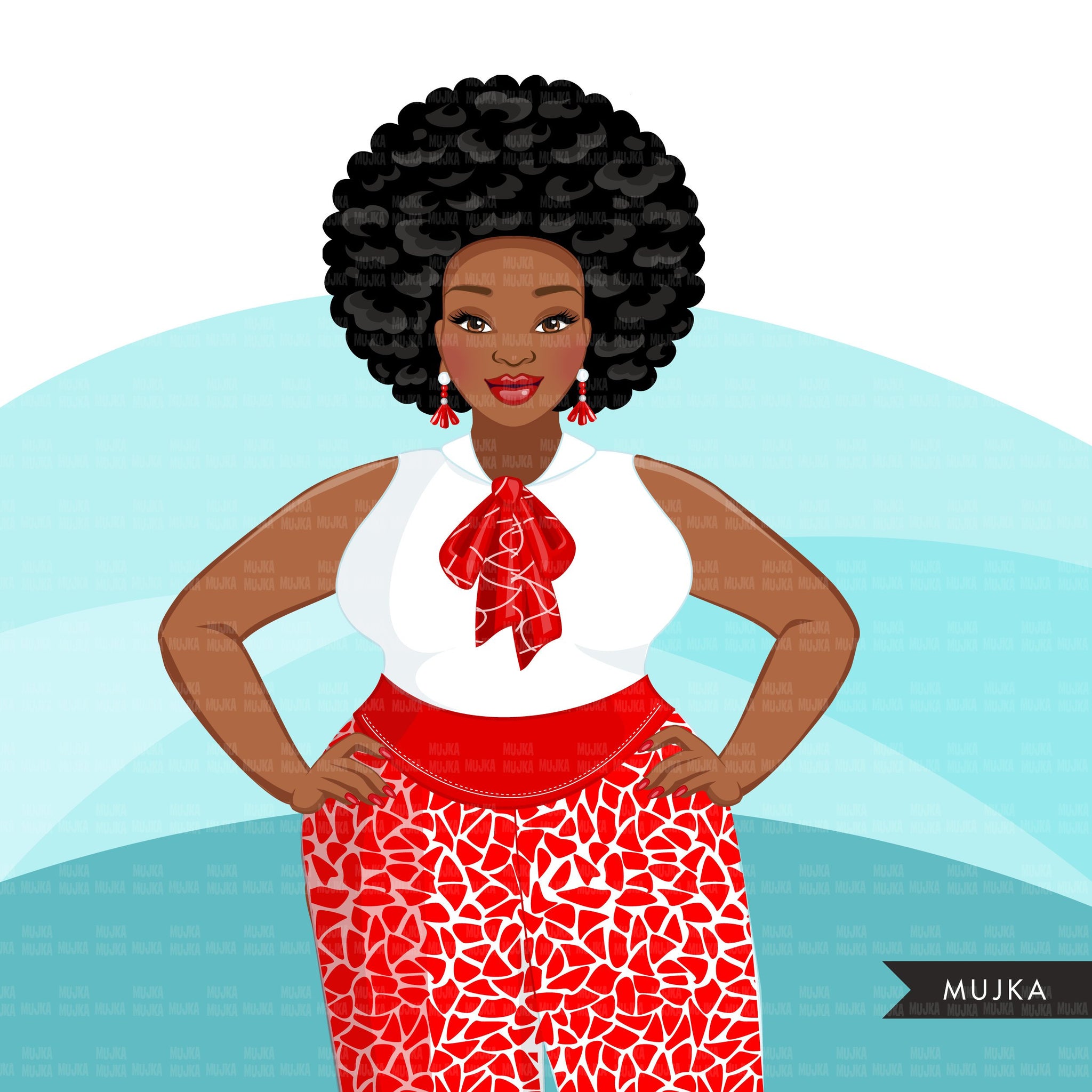 Fashion Clipart, Curvy Black woman, red dress, sisters, friends, sisterhood Sublimation designs for Cricut & Cameo, commercial use PNG