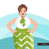 Fashion Clipart, curvy woman graphic, green dress, sisters, friends, sisterhood Sublimation designs for Cricut & Cameo, commercial use PNG
