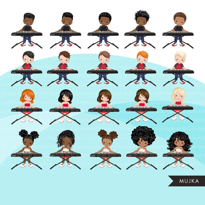 Keyboard piano clipart, Music Instruments clipart, education graphics, school band, kids playing music sublimation graphics, PNG clip art